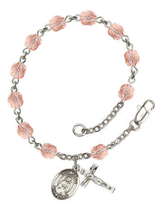 St. Lillian Custom Birthstone Rosary Bracelet - Silver
